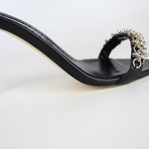 NEW MANOLO BLAHNIK Rekik Leather Chain Heeled Sandals - Picture 12 of 16